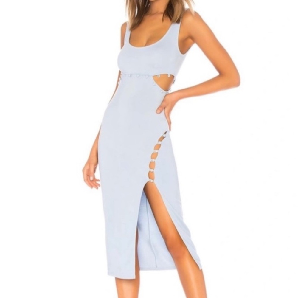 H:ours Samiah Midi Dress Baby Blue XL